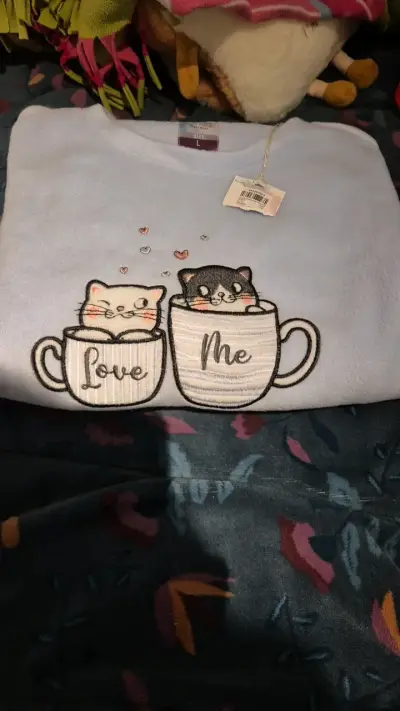Pijama polar azul con diseño de gatos - miniatura 4