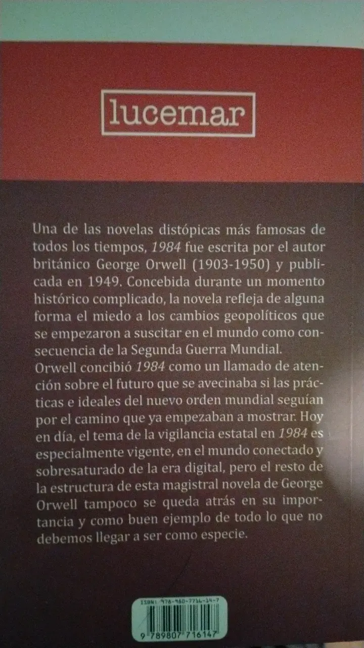 Libro 1984 de George Orwell Edición Lucemar - 2