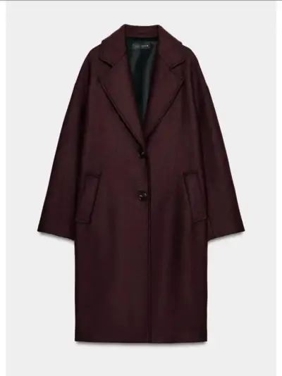 Abrigo largo burdeos para mujer Zara - miniatura 1