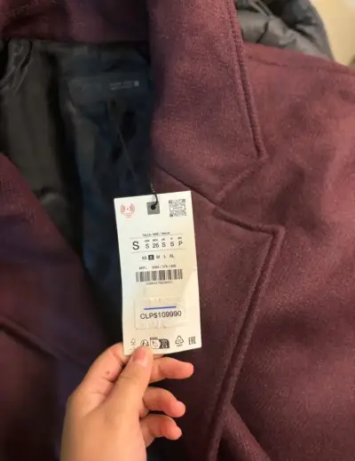Abrigo largo burdeos para mujer Zara - miniatura 2