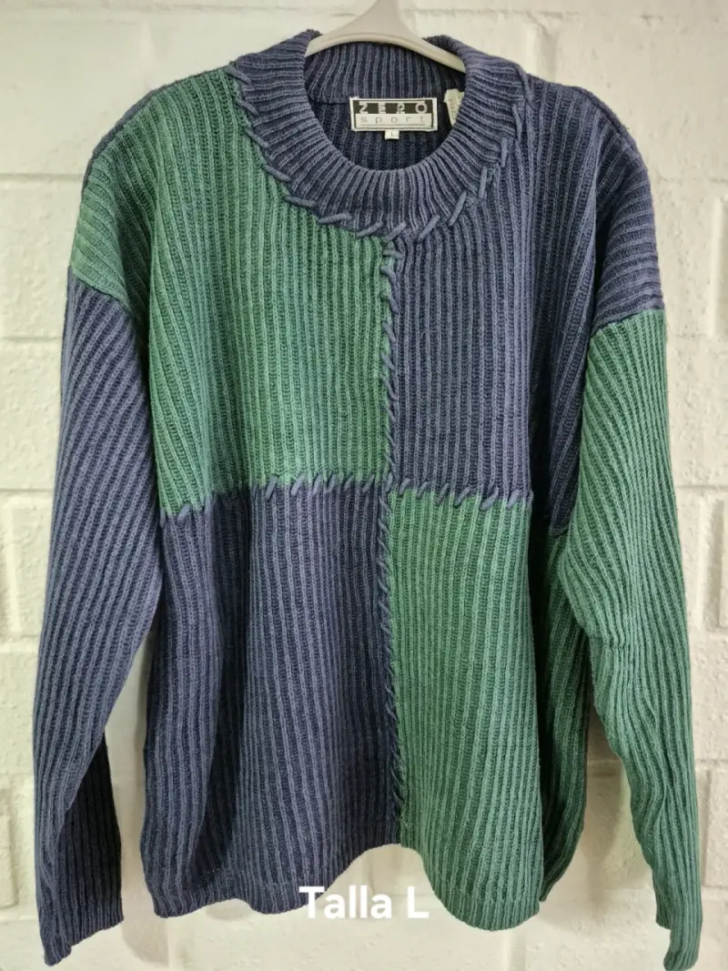Suéter de punto bicolor talla L