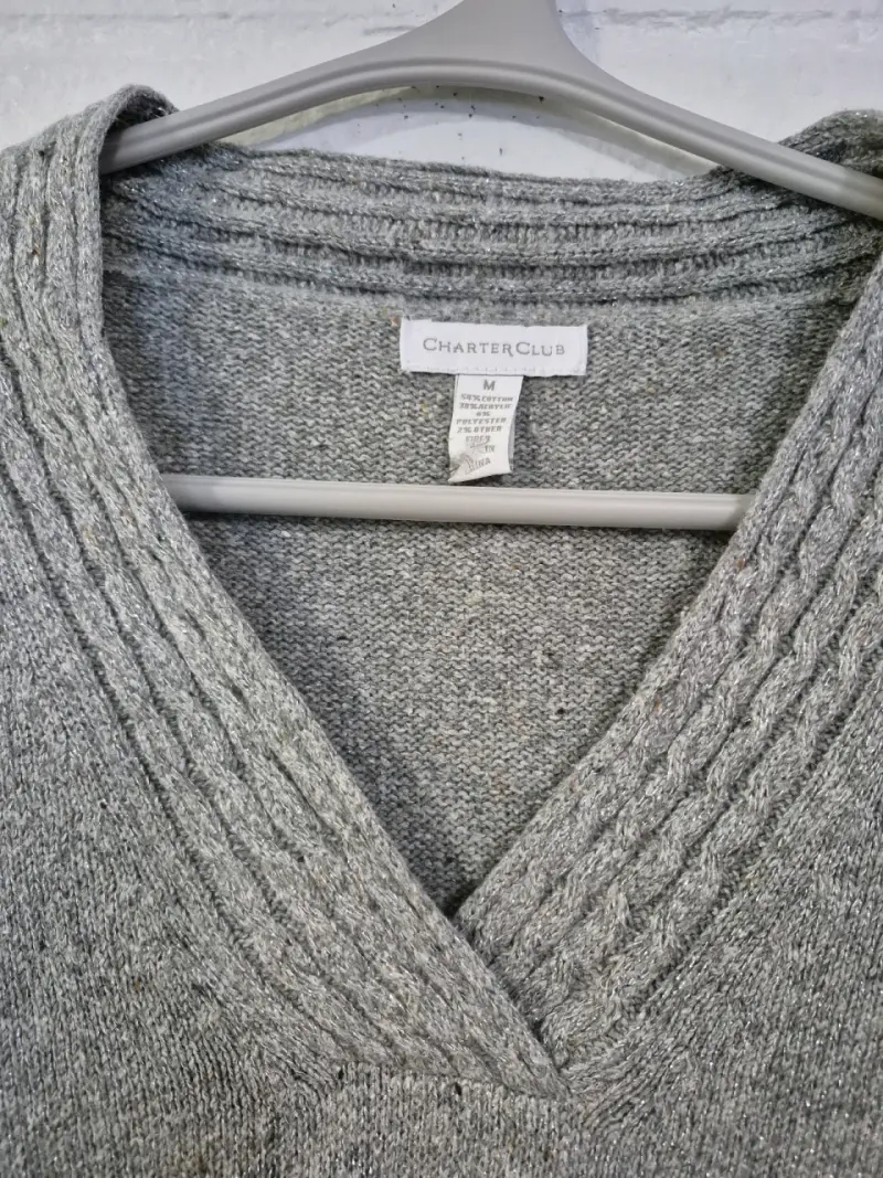 Suéter gris de lana Charter Club talla M - 2
