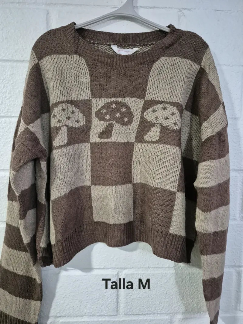 Suéter de punto con diseño de hongos talla M