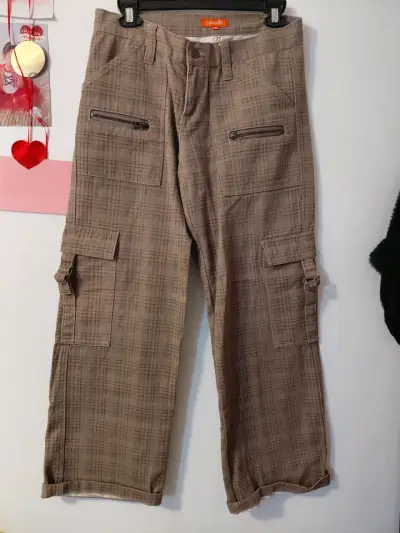 Pantalones cargo marrones de cuadros para hombre - miniatura 1