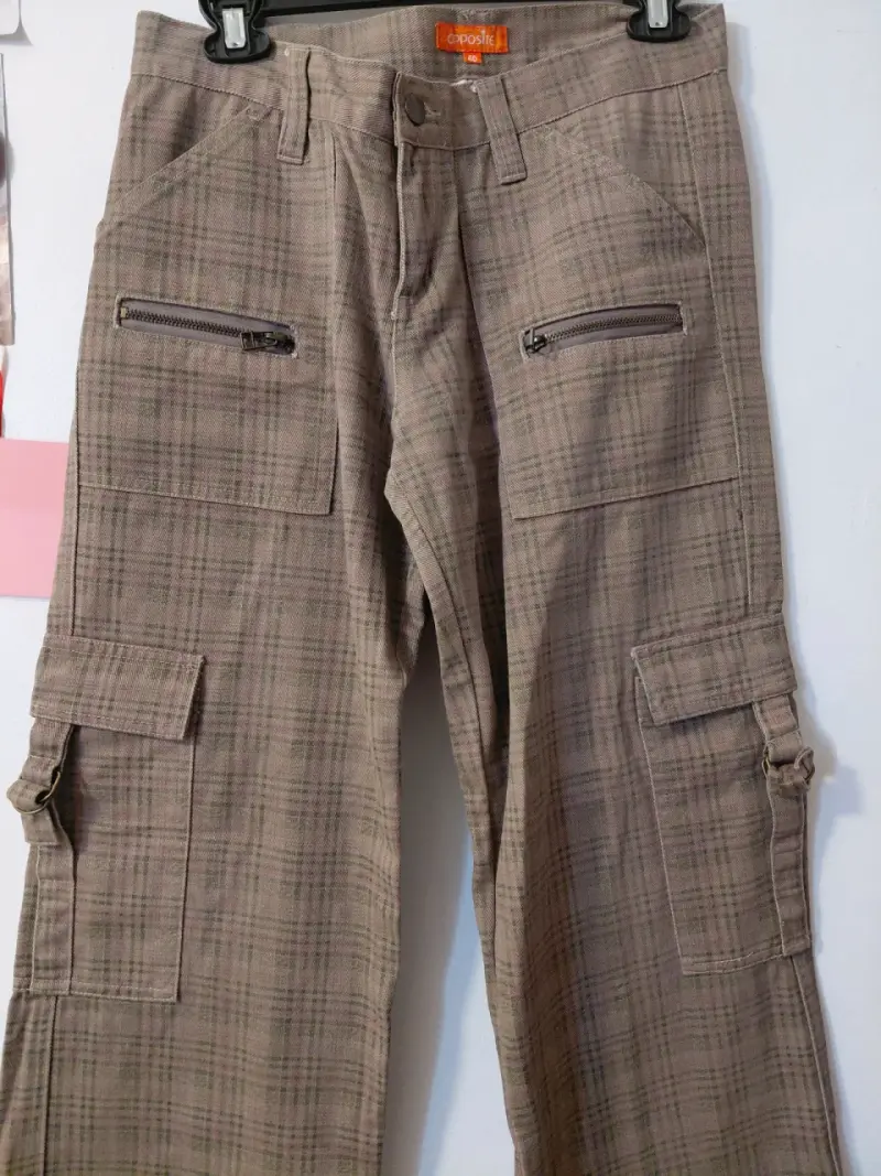 Pantalones cargo marrones de cuadros para hombre - 2