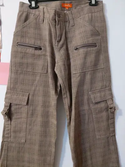 Pantalones cargo marrones de cuadros para hombre - miniatura 2