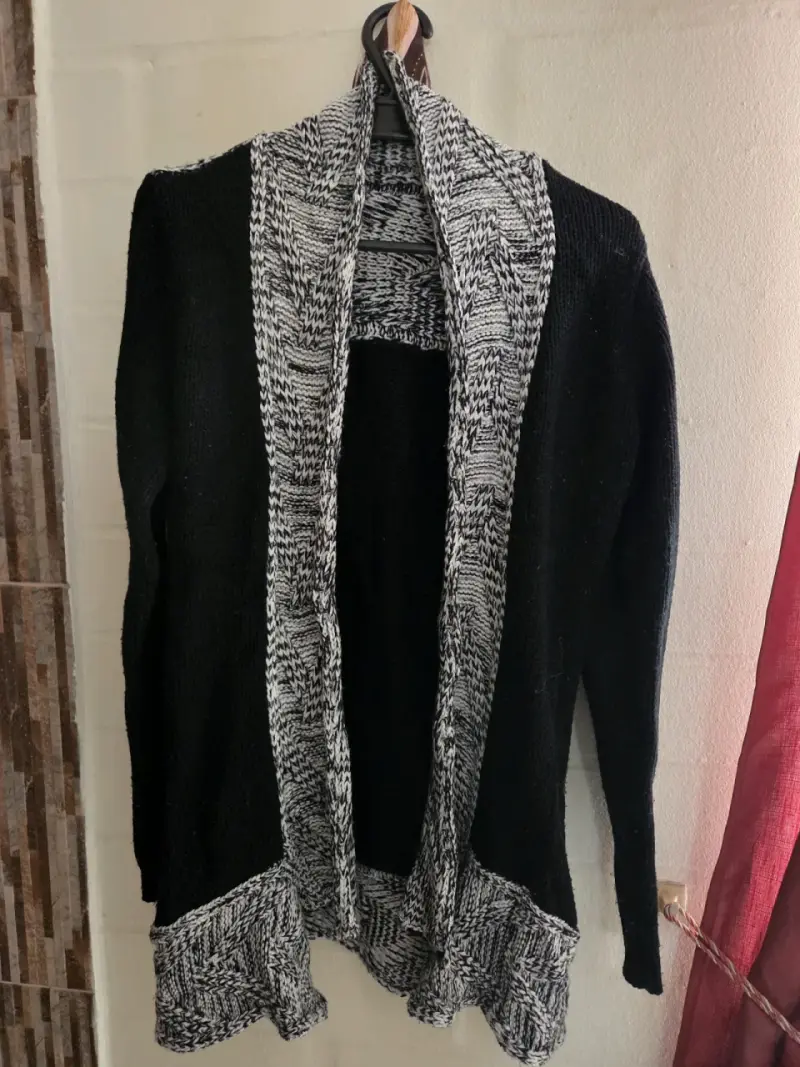Chaleco abierto de lana a rayas para mujer - 2