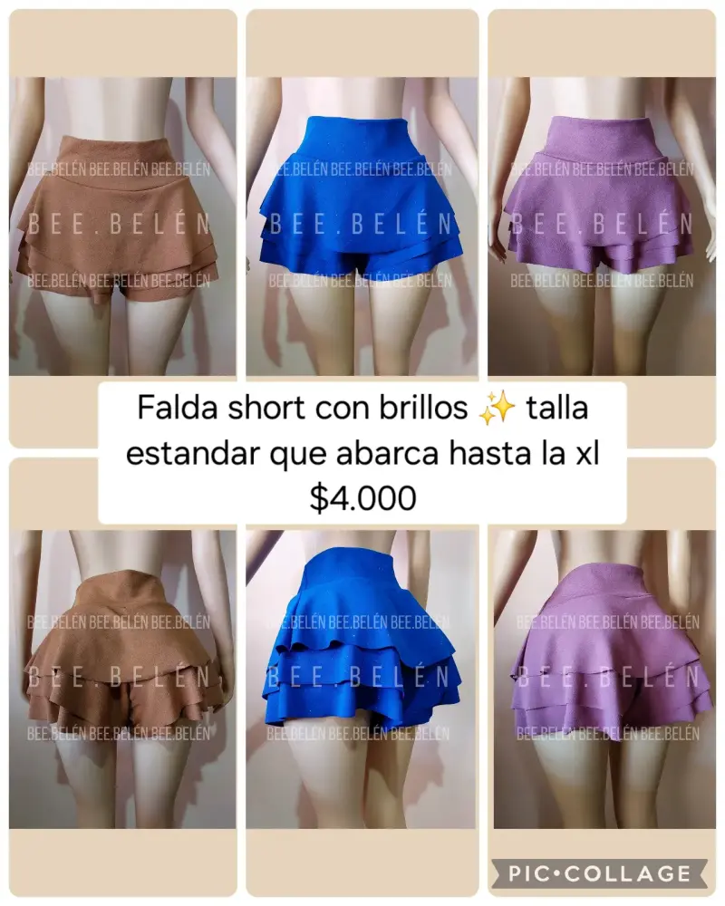 Falda short con brillos en varios colores - 1
