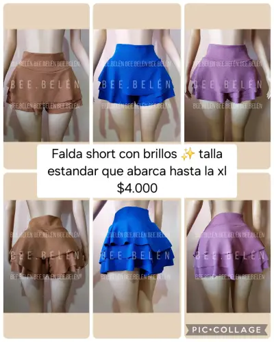 Falda short con brillos en varios colores - miniatura 1