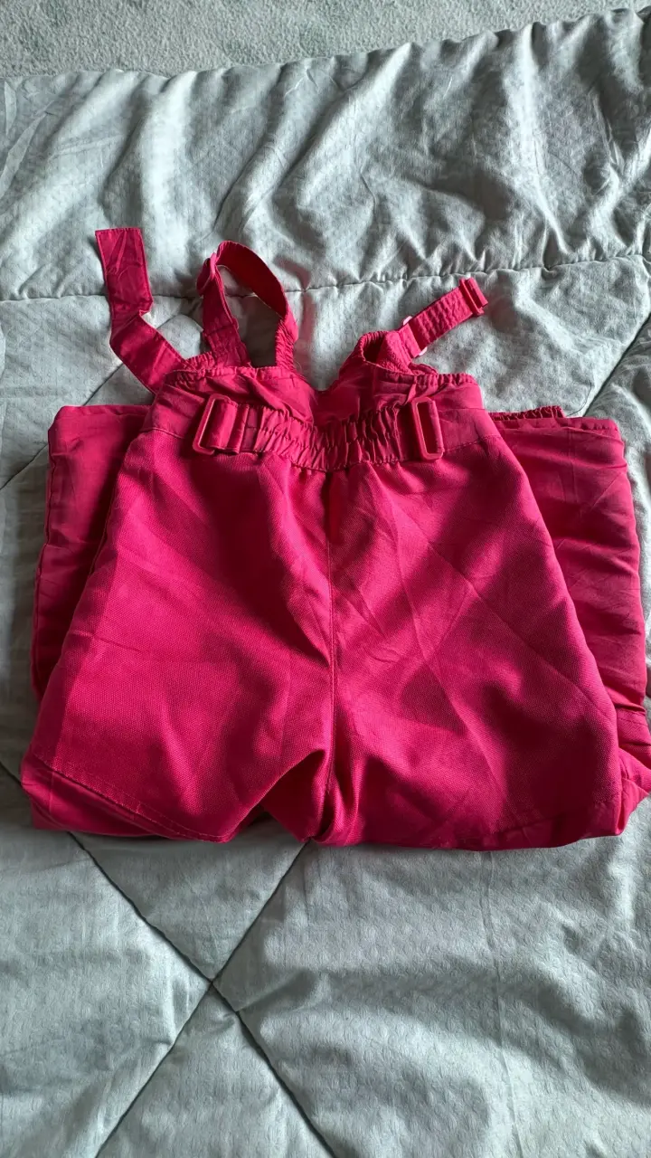 Pantalón de nieve infantil rosa con tirantes - 2