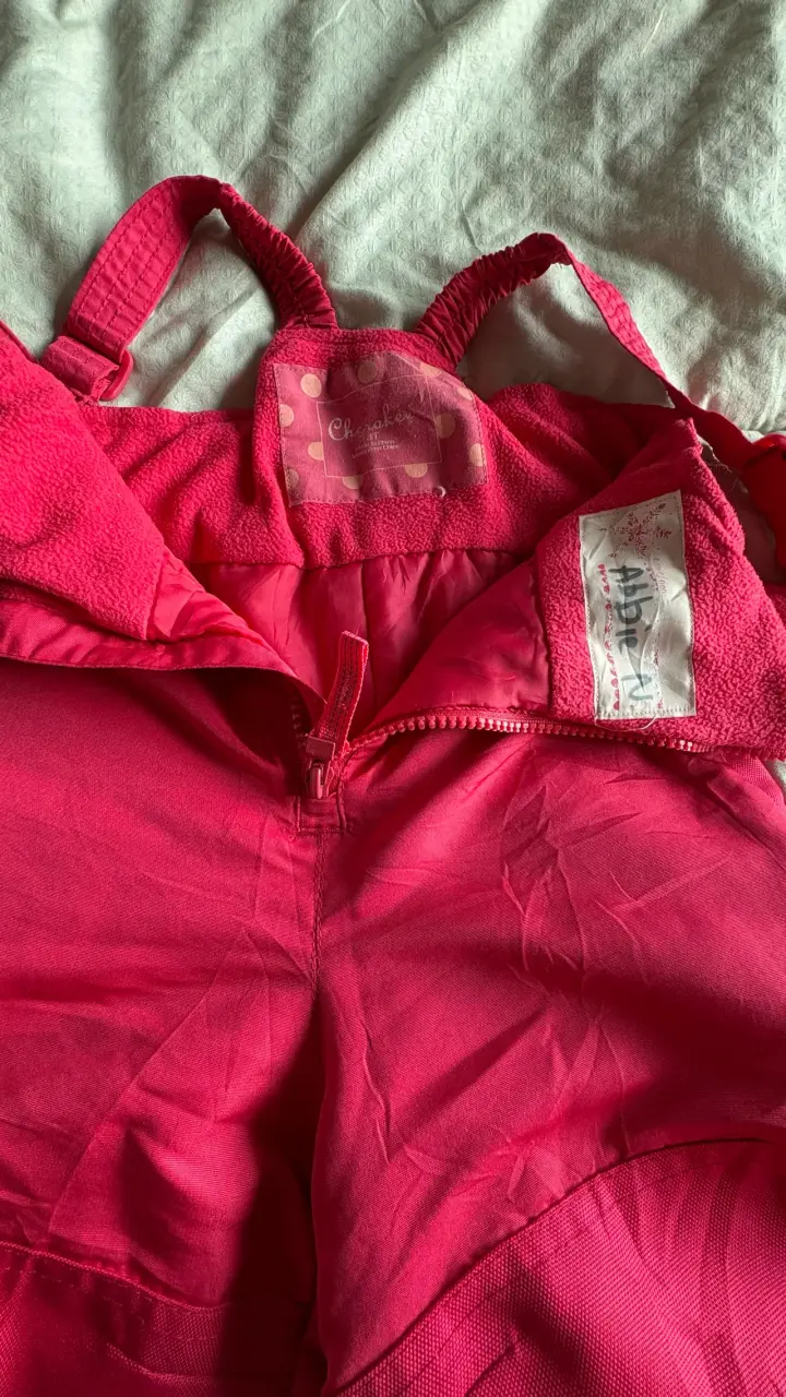 Pantalón de nieve infantil rosa con tirantes - 3