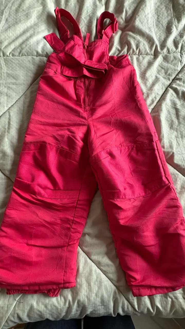 Pantalón de nieve infantil rosa con tirantes - 4