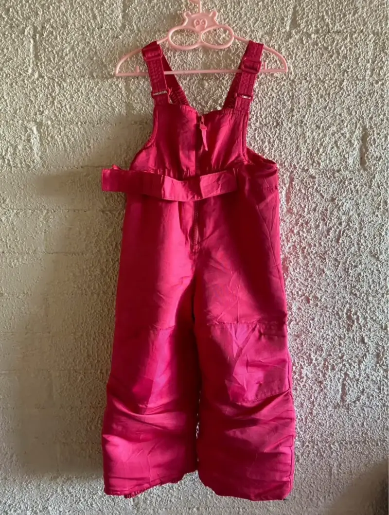 Pantalón de nieve infantil rosa con tirantes - 6