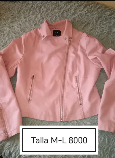 Chaqueta de cuero sintético rosa talla M-L - miniatura 1