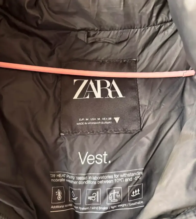 Chaleco Acolchado Negro Zara Talla M - 2