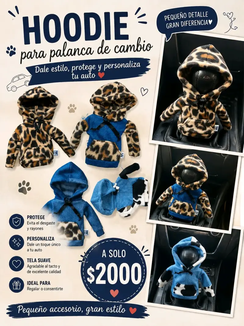 Hoodie para palanca de cambio estilo leopardo