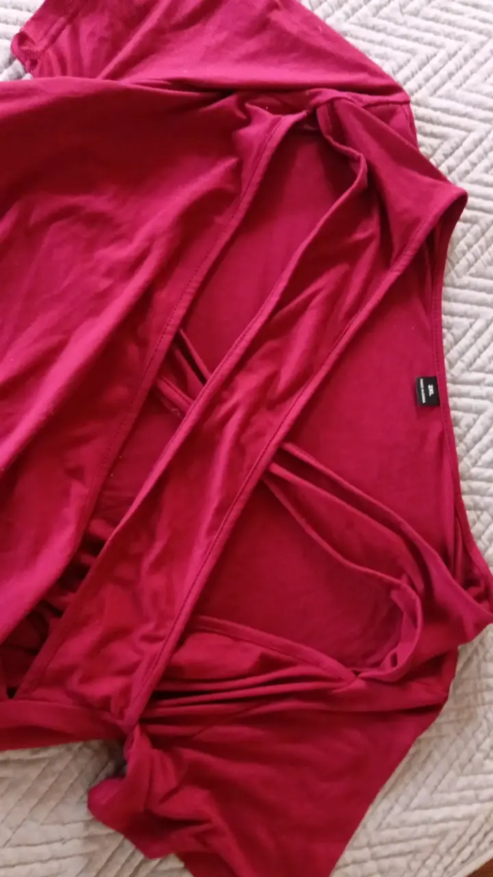 Blusa roja de manga corta para mujer - 2