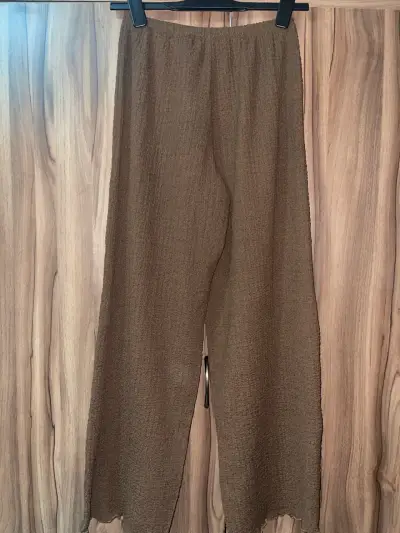 Pantalones anchos marrones de tela ligera H&M - miniatura 2