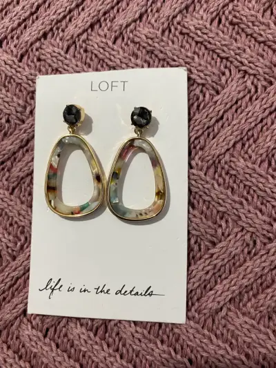 Aros colgantes multicolor Loft con piedra negra - miniatura 1