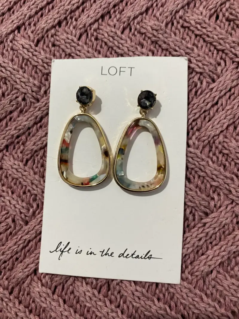 Aros colgantes multicolor Loft con piedra negra - 2