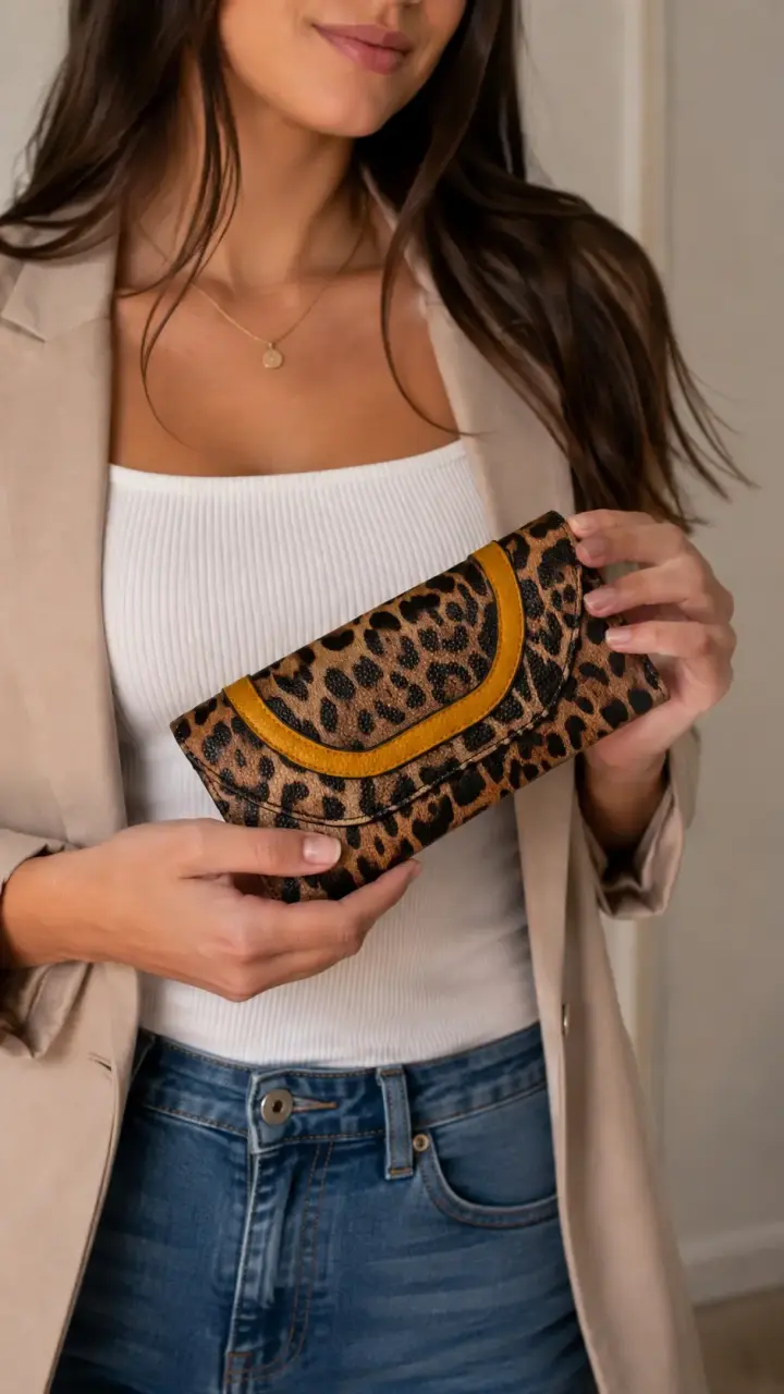 Billetera de mano estampado leopardo - 1