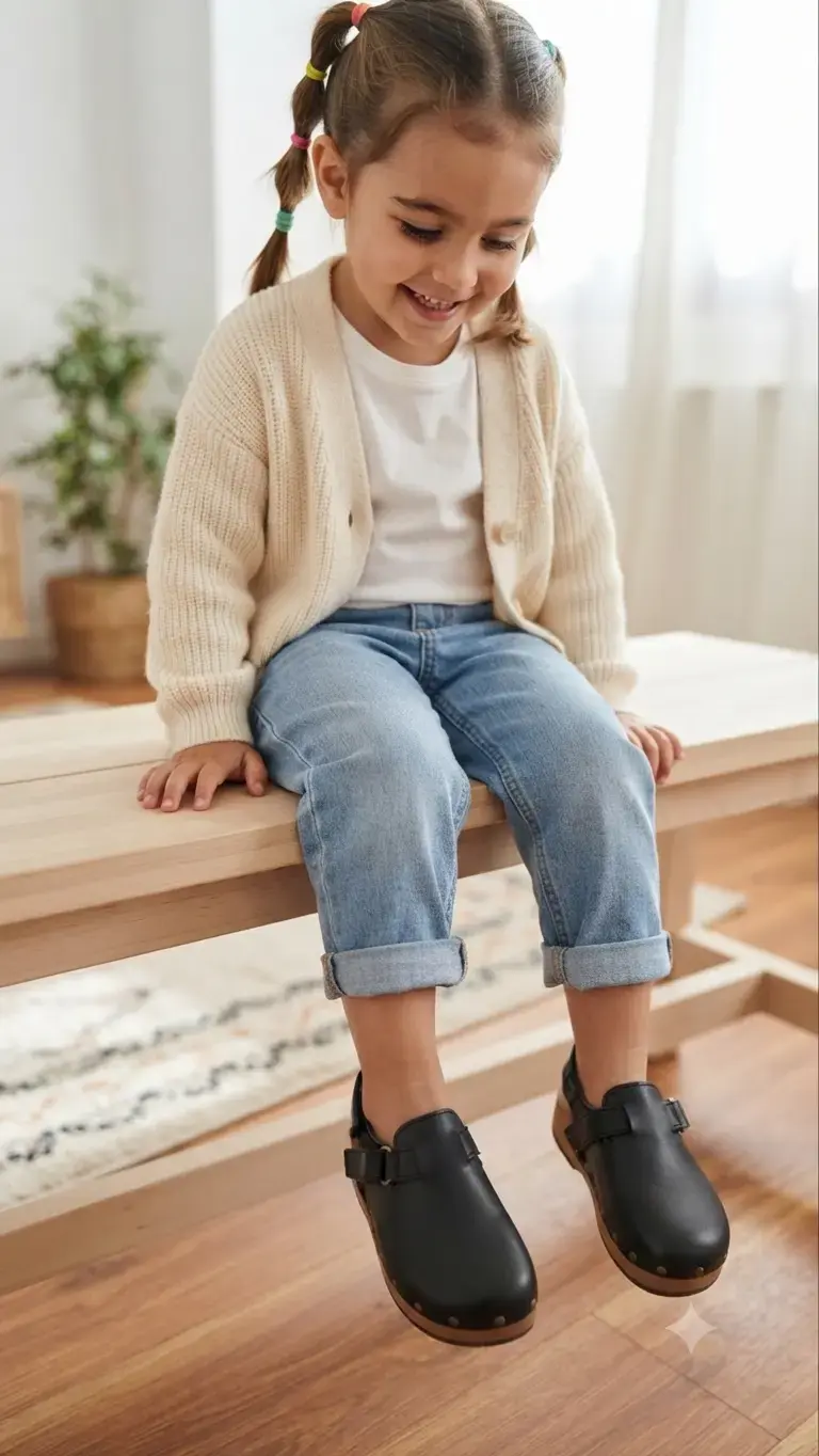 Suecos de cuero negro para niñas Zara - 1