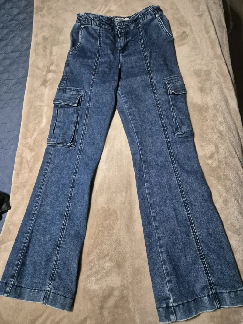 Pantalones cargo de mezclilla mujer - 1
