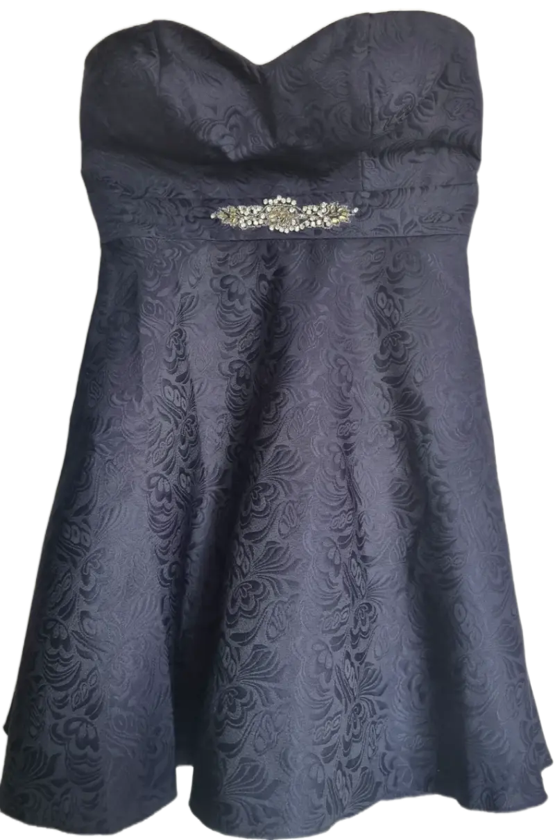 Vestido de fiesta azul con detalles brillantes - 1