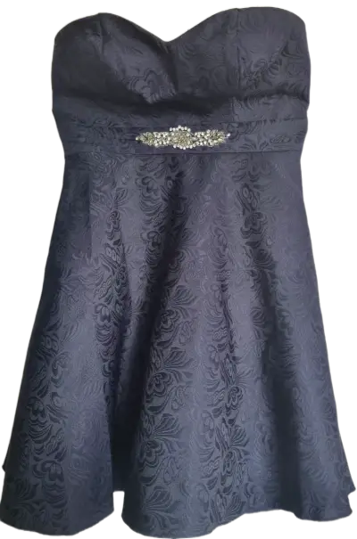 Vestido de fiesta azul con detalles brillantes - miniatura 1