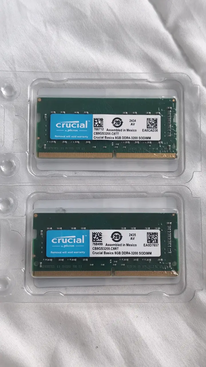 16GB 2x8 DDR4 3200 SODIMM Crucial - Par dual chann - 1