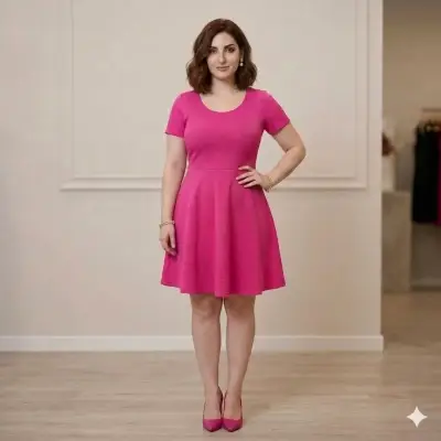 Vestido corto rosa fucsia elegante - miniatura 1