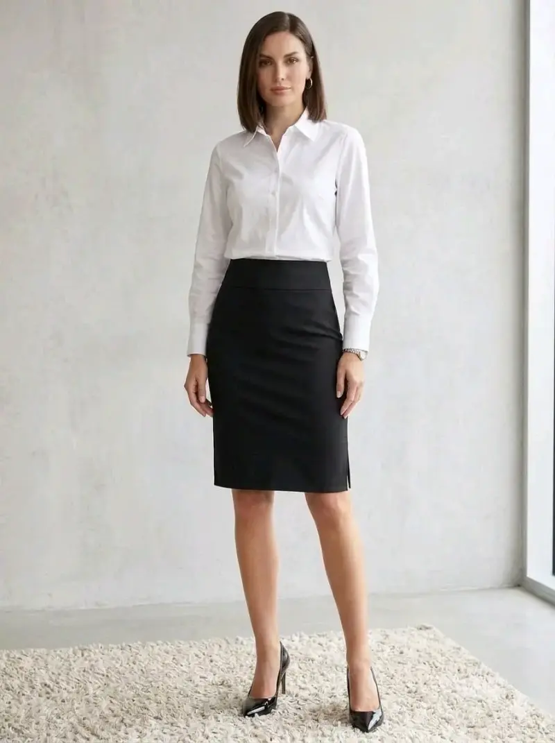 Falda lápiz negra elegante para mujer