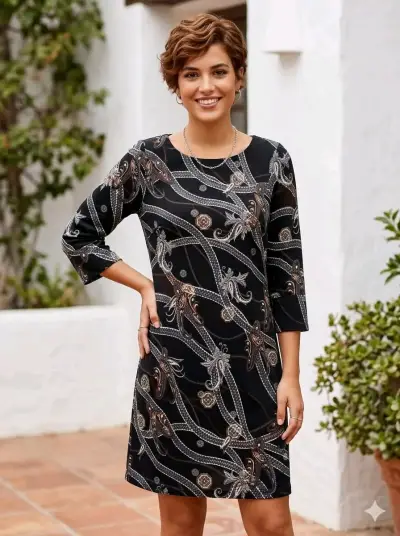 Vestido estampado negro H&M talla 36 - miniatura 1