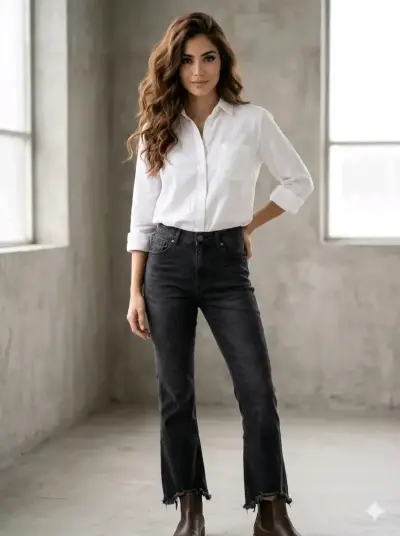Jeans negros de mezclilla estilo casual - miniatura 1