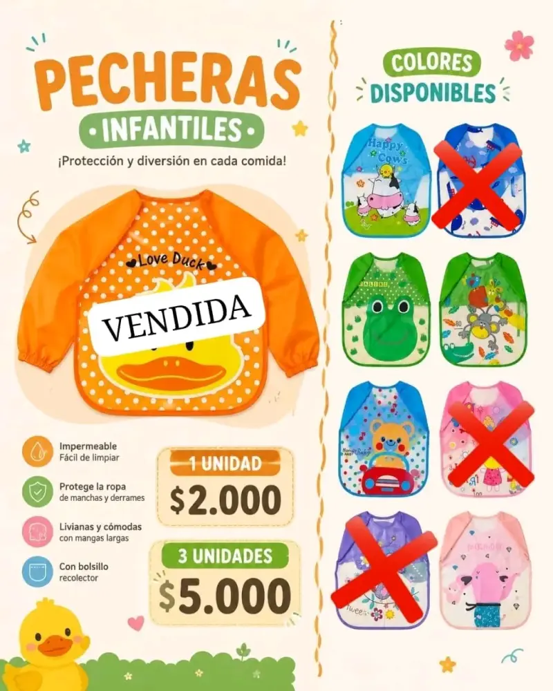 Pechera Infantil Impermeable Love Duck