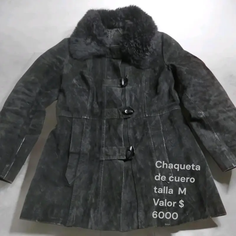 Chaqueta de cuero negra talla M - 1