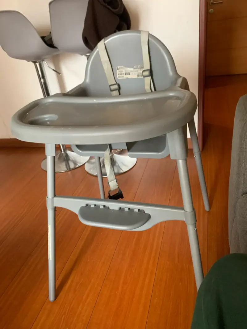 Silla de comer para bebé gris ajustable - 1
