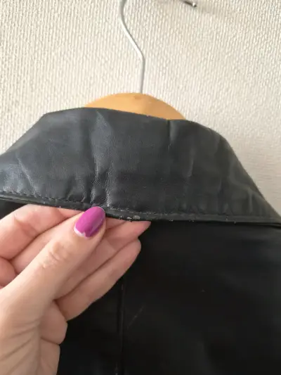 Abrigo de cuero negro mujer - miniatura 5