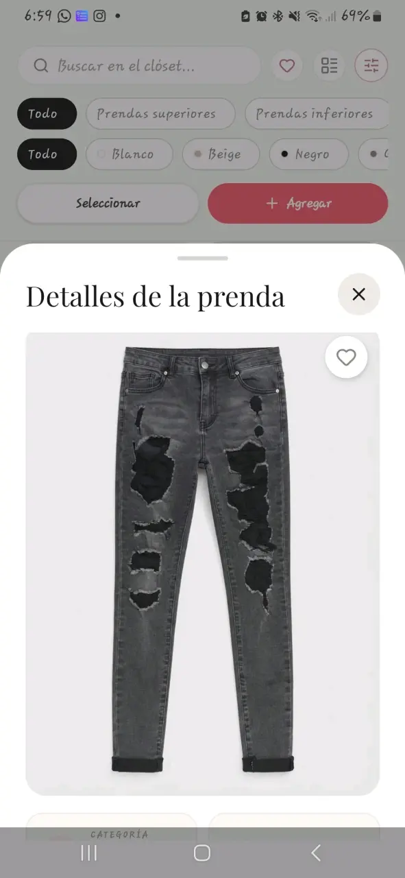 Jeans gris desgastados para mujer