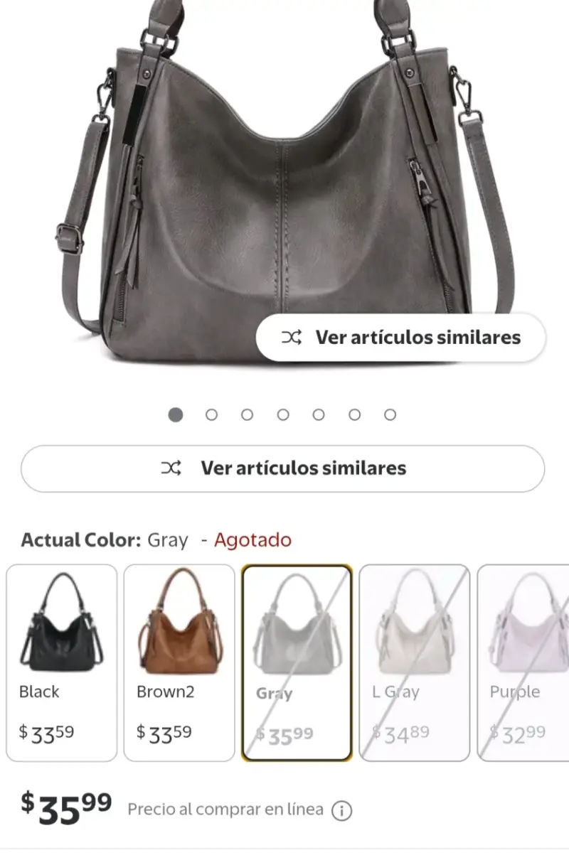 Bolso de cuero gris con cierre y asas reforzadas - 3