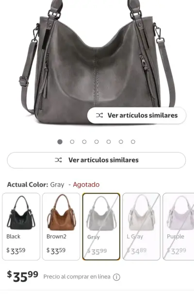 Bolso de cuero gris con cierre y asas reforzadas - miniatura 3