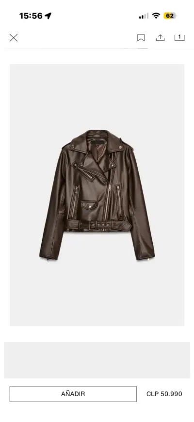 Chaqueta biker efecto cuero Zara marrón - miniatura 5