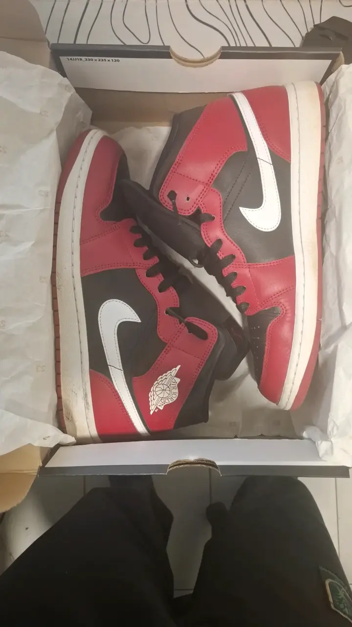 Zapatillas Air Jordan 1 Mid Black/White Gym Red - 5