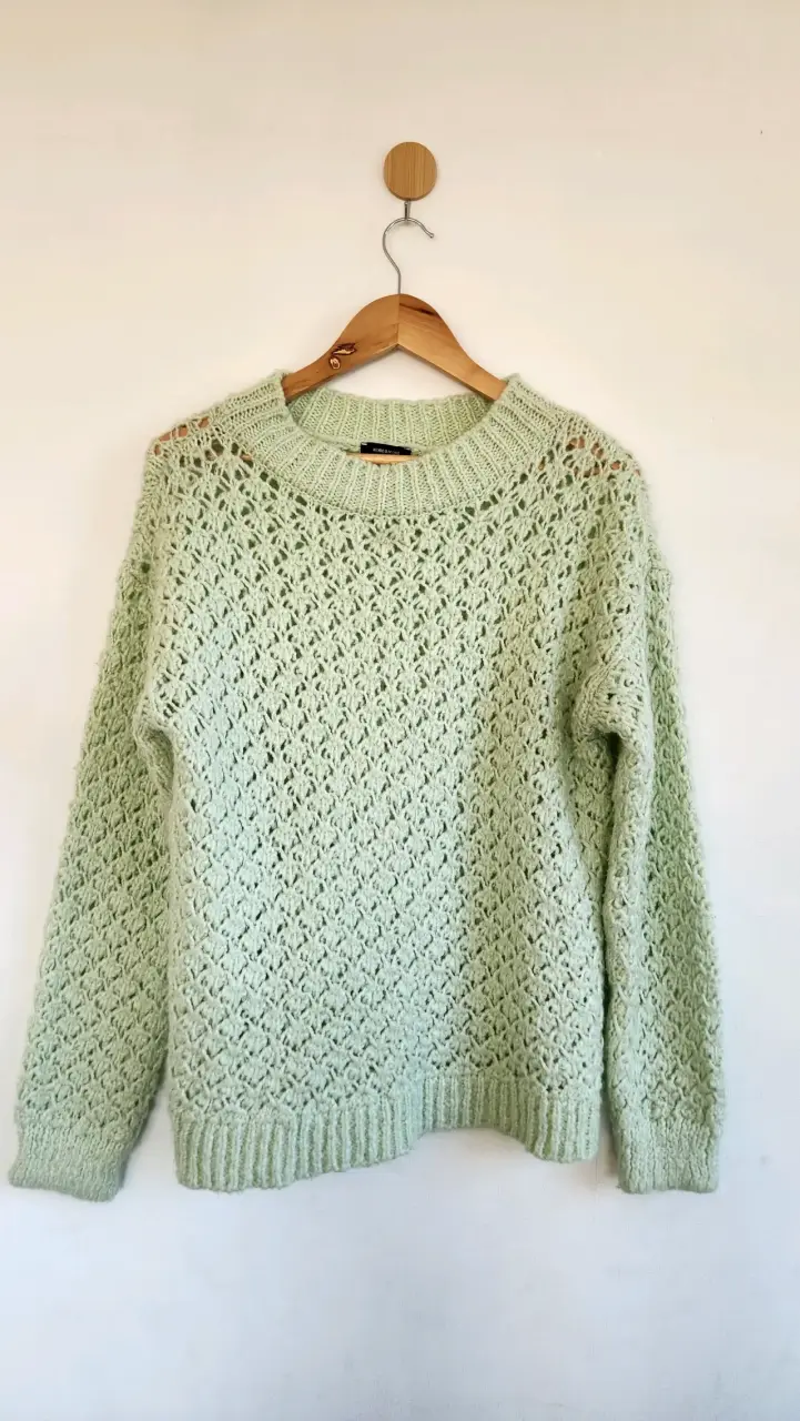 Suéter tejido verde claro para mujer - 1