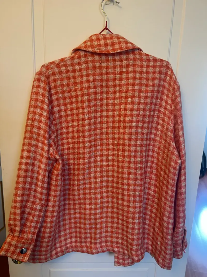 Chaqueta de lana a cuadros naranja Zara XS - 3
