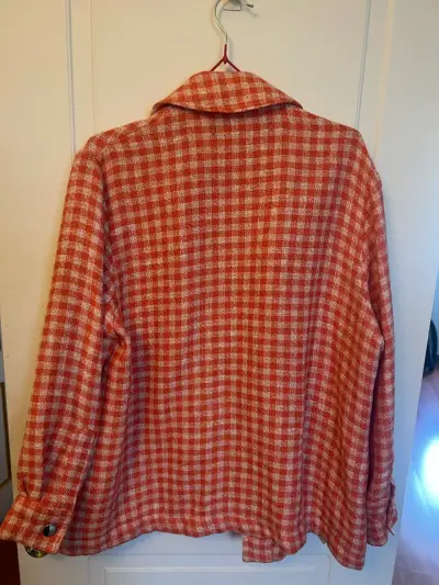 Chaqueta de lana a cuadros naranja Zara XS - miniatura 3