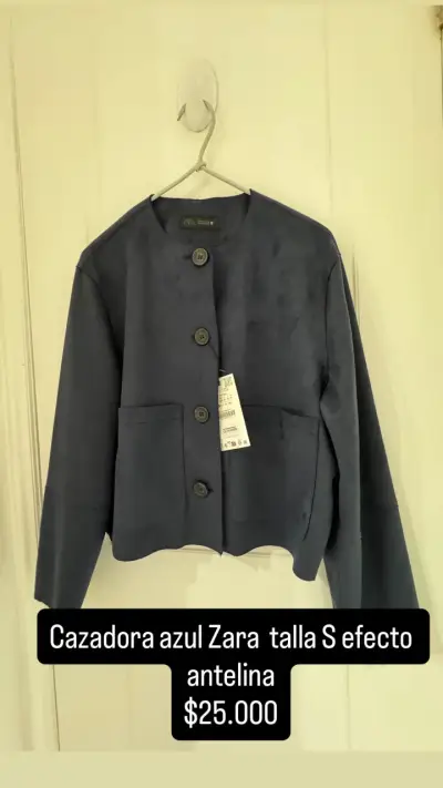 Cazadora azul Zara efecto antelina talla S - miniatura 1
