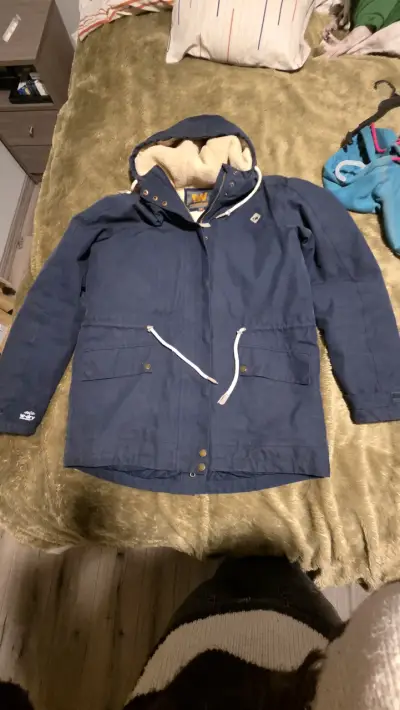 Parka azul impermeable con capucha - miniatura 1