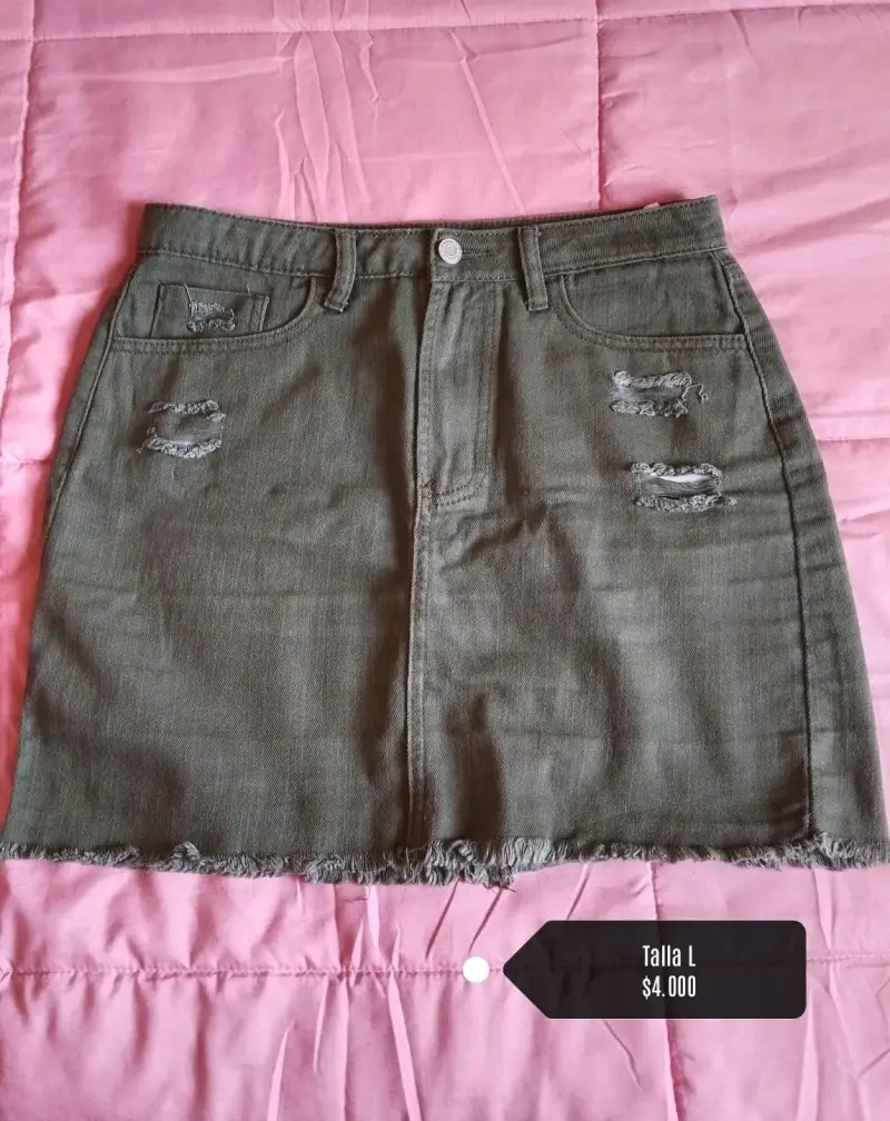 Falda de mezclilla verde talla L