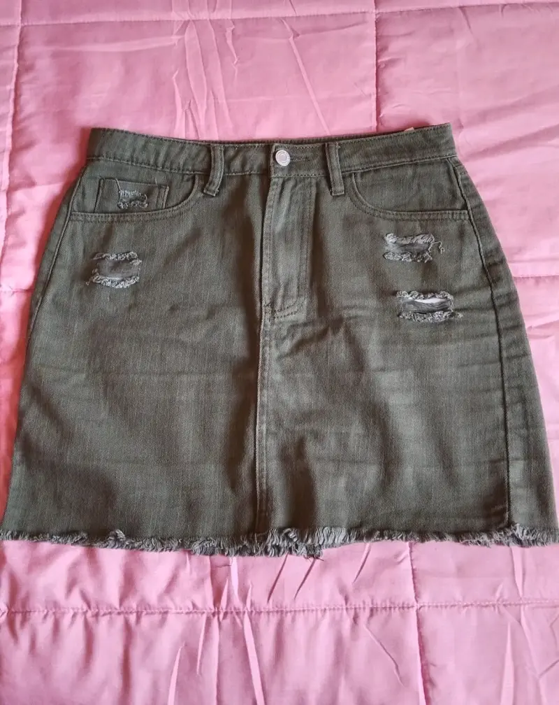 Falda de mezclilla verde talla L - 2
